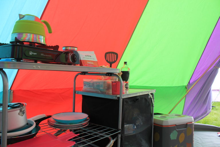 Inside our bell tent