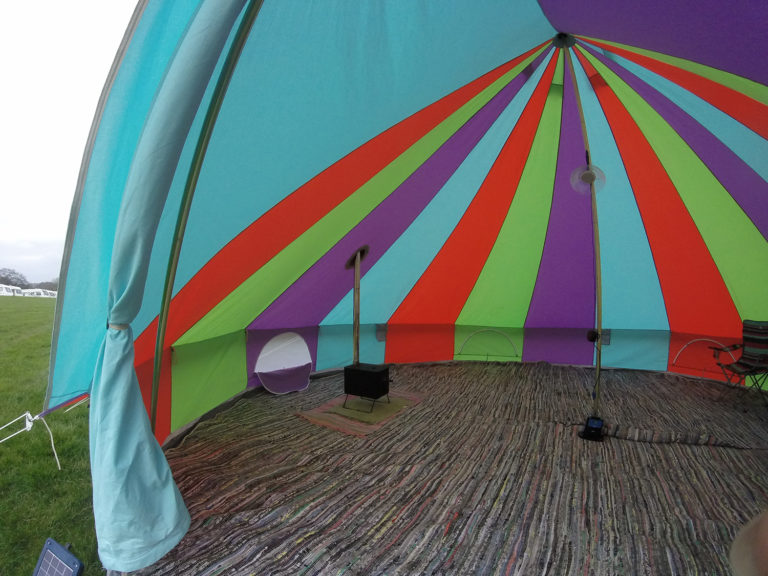 Rag rugs for our 6m bell tent from Boutique Camping