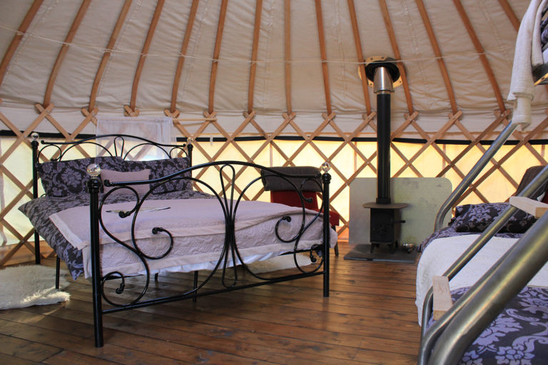 Inside the Red Kite Yurt at Cledan Valley Glamping