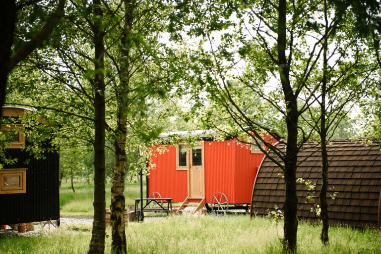 shepherd’s hut glamping Samlesbury Hall, Lancashire