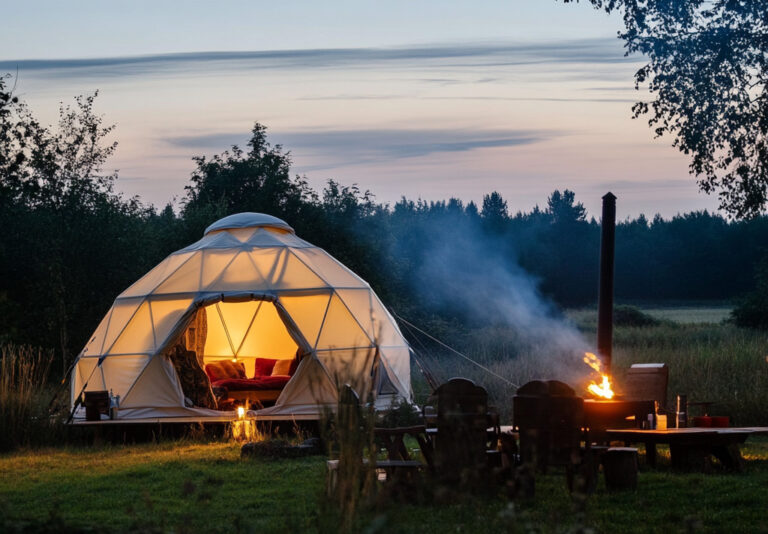 Luxury geodesign glamping dome