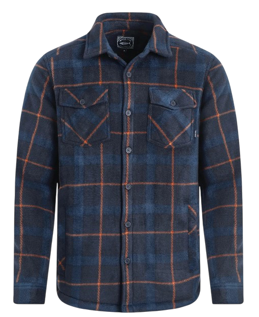 Weird Fish Men's Tyburn Check Fleece Shacket Navy